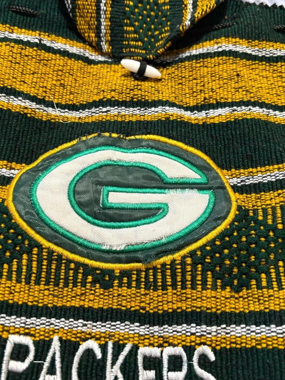 Green and Gold Knit Hoodie Sweater